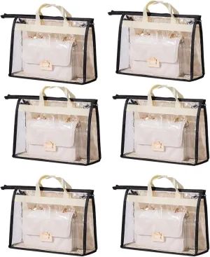 Dust Bags for Handbags - Purse Storage Organizer for Closet Moistureproof and Dustproof Cover Hanging with Zipper and Handle (Black-S)