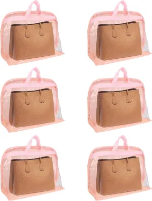Dust Bags for Handbags - Purse Storage Organizer for Closet Moistureproof and Dustproof Cover Hanging with Zipper and Handle (Shell Pink-XL)