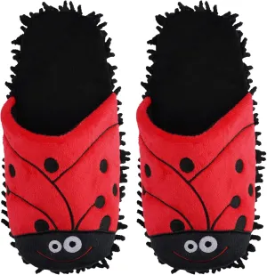 Dust Cleaning Mop Slippers Microfiber Mopping Shoes for Men Women (Women 6-7/Men 5, Ladybug)