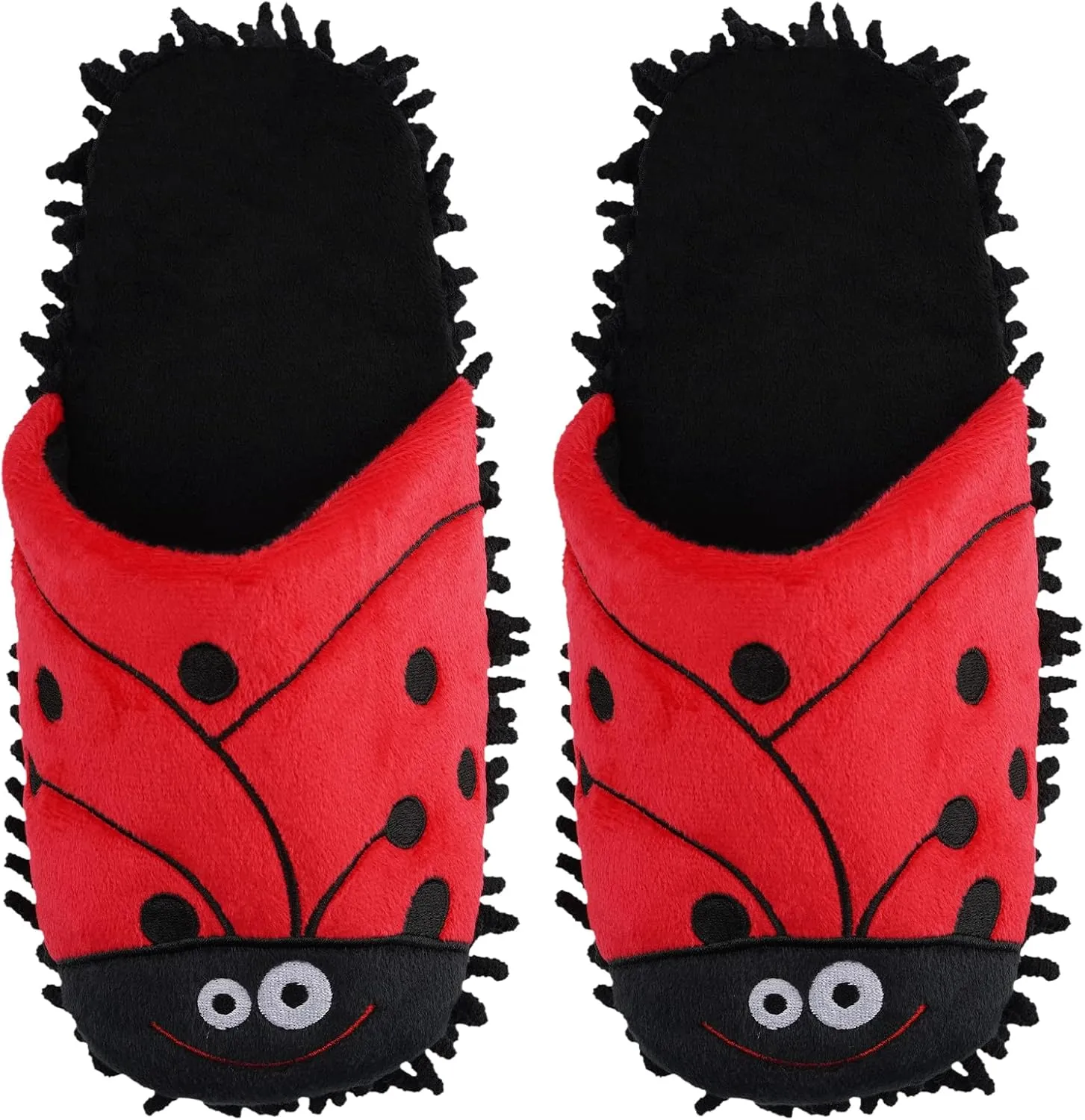 Dust Cleaning Mop Slippers Microfiber Mopping Shoes for Men Women (Women 6-7/Men 5, Ladybug)