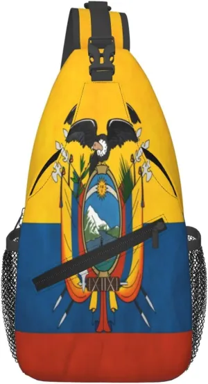 Ecuador Flag Crossbody Sling Backpack, Sling Bag Travel Hiking Chest Bag Unisex Daypack