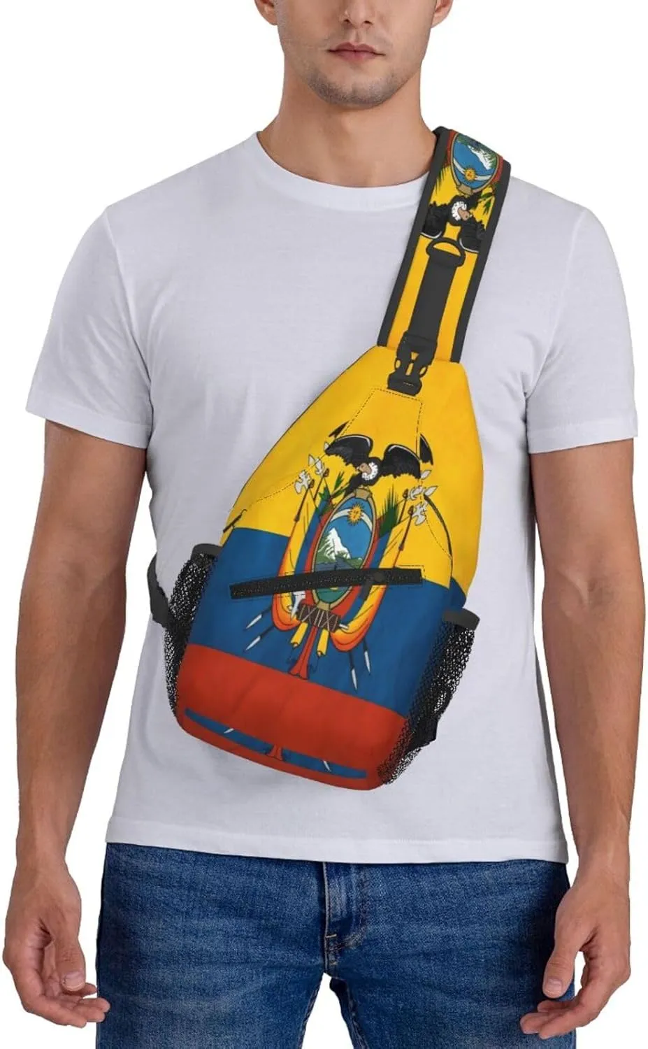 Ecuador Flag Crossbody Sling Backpack, Sling Bag Travel Hiking Chest Bag Unisex Daypack