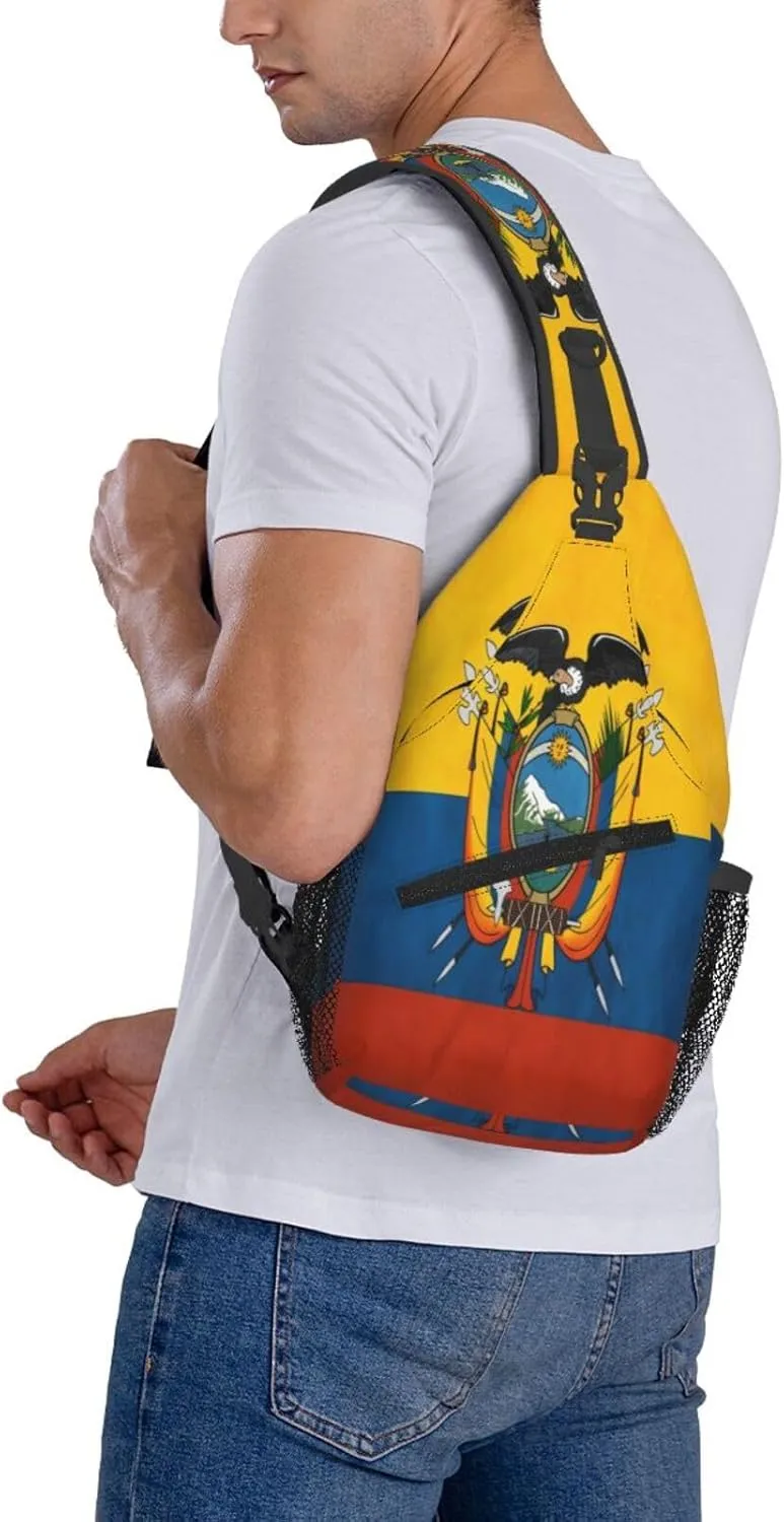 Ecuador Flag Crossbody Sling Backpack, Sling Bag Travel Hiking Chest Bag Unisex Daypack