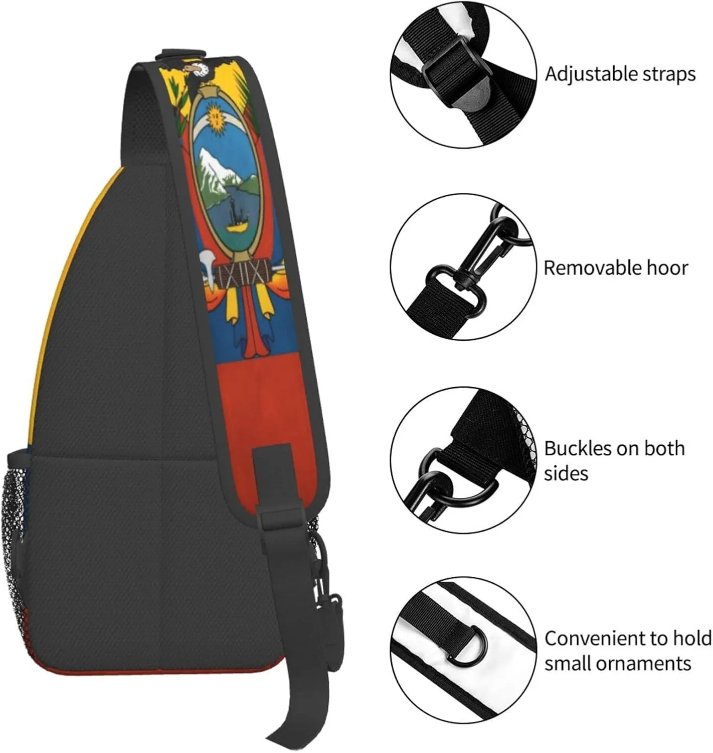 Ecuador Flag Crossbody Sling Backpack, Sling Bag Travel Hiking Chest Bag Unisex Daypack