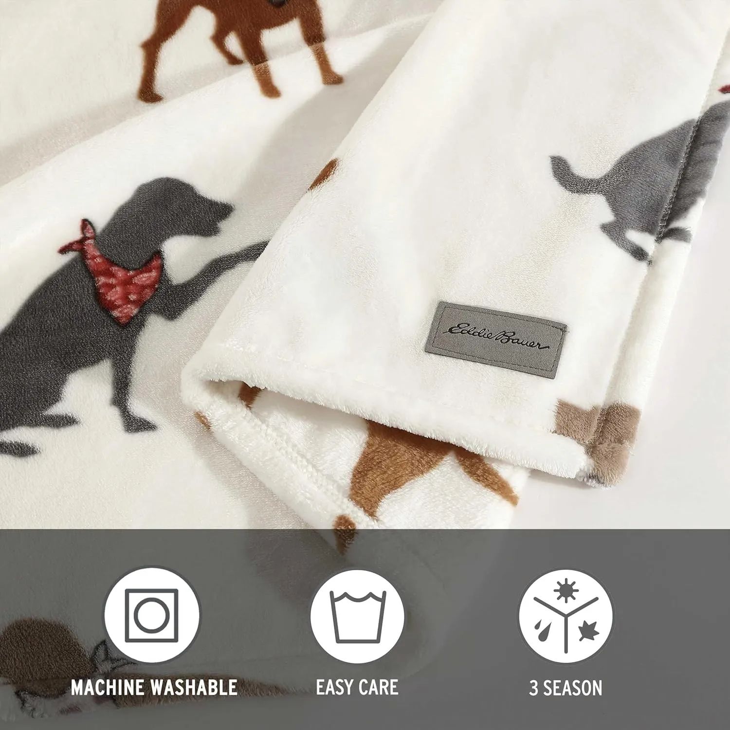 Eddie Bauer - King Blanket, Ultra Plush Bedding, Lightweight Home Decor for All Seasons (Dogs with Scarves White, King)