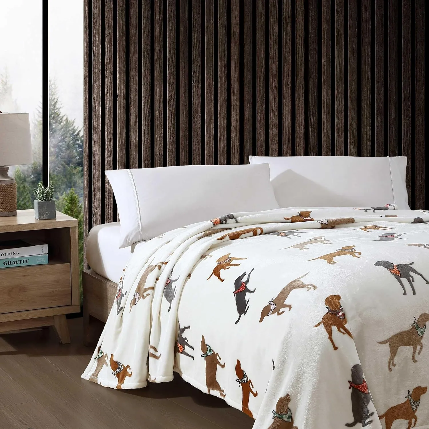 Eddie Bauer - King Blanket, Ultra Plush Bedding, Lightweight Home Decor for All Seasons (Dogs with Scarves White, King)
