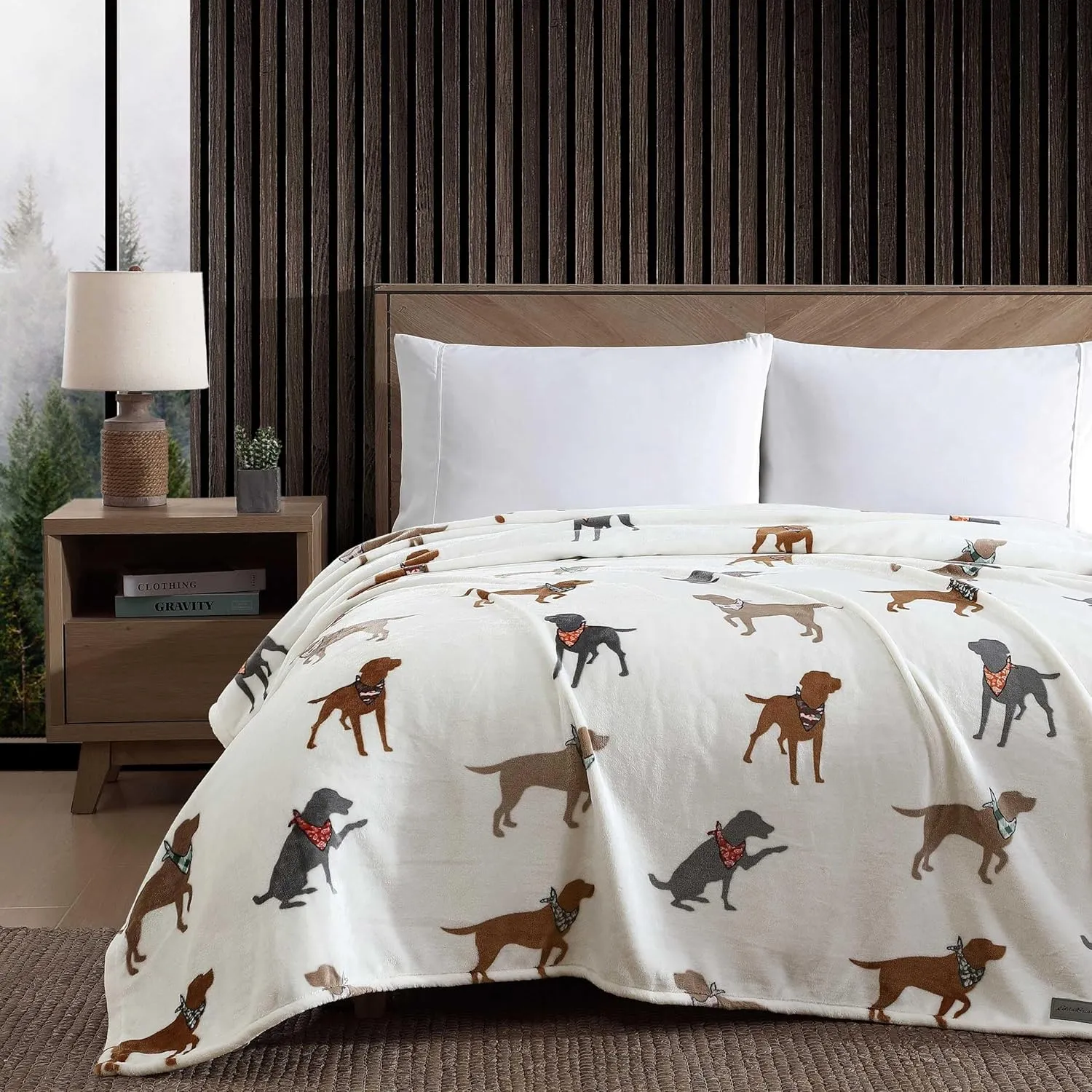 Eddie Bauer - King Blanket, Ultra Plush Bedding, Lightweight Home Decor for All Seasons (Dogs with Scarves White, King)