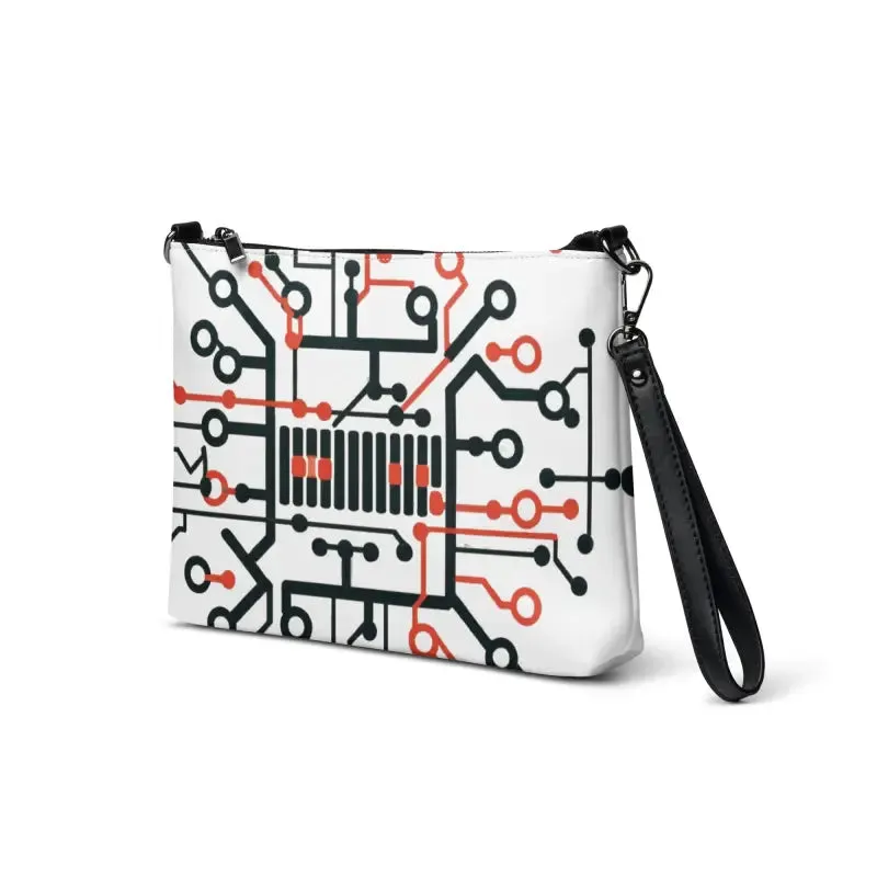 Electric Circuit Geometric Faux Leather Crossbody