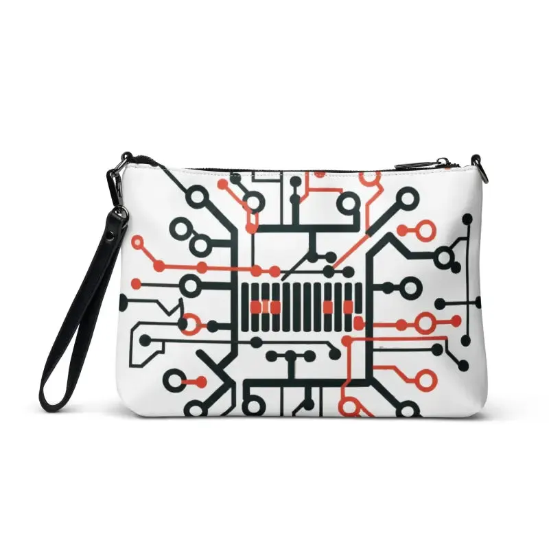 Electric Circuit Geometric Faux Leather Crossbody