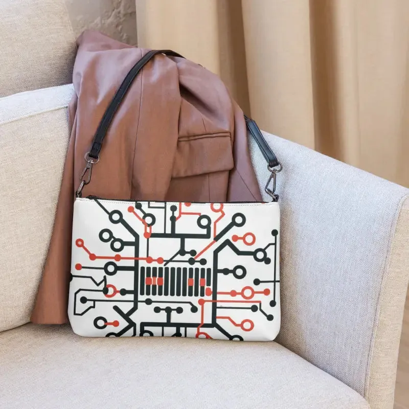Electric Circuit Geometric Faux Leather Crossbody