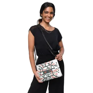 Electric Circuit Geometric Faux Leather Crossbody