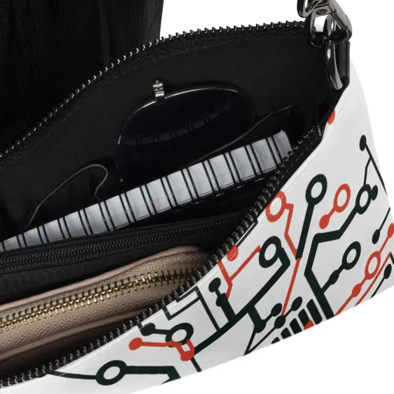 Electric Circuit Geometric Faux Leather Crossbody