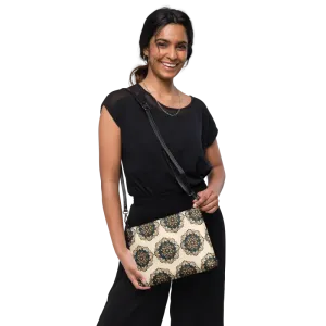 Elevate with Faux Leather Mandal Pattern Crossbody Bag