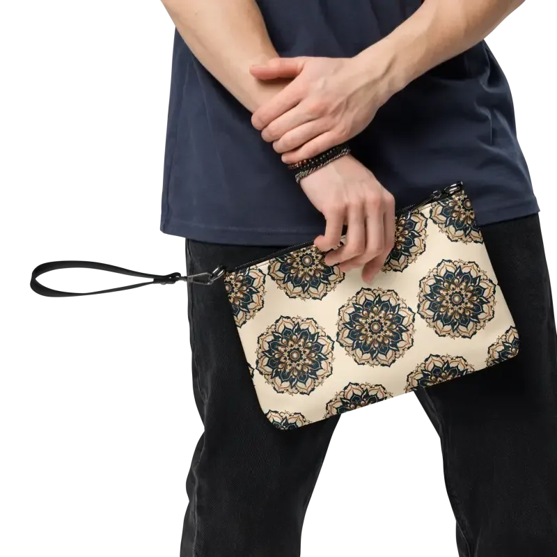 Elevate with Faux Leather Mandal Pattern Crossbody Bag