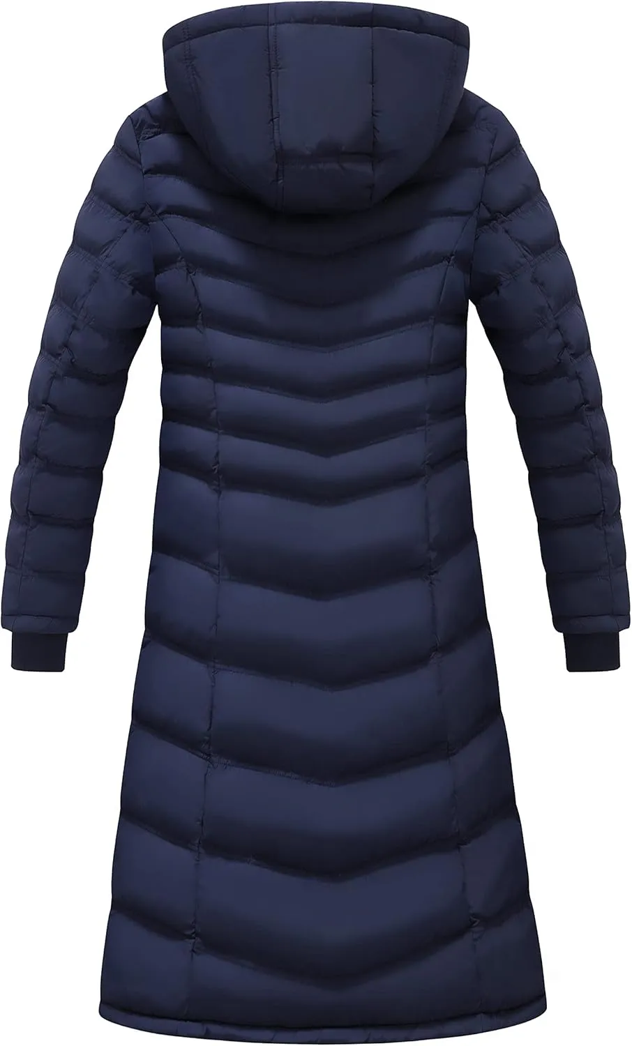ELORA Women's Warm Winter Heavyweight Quilted 40' inch Long Fleece Trim Puffer Coat Parka Removal Hood