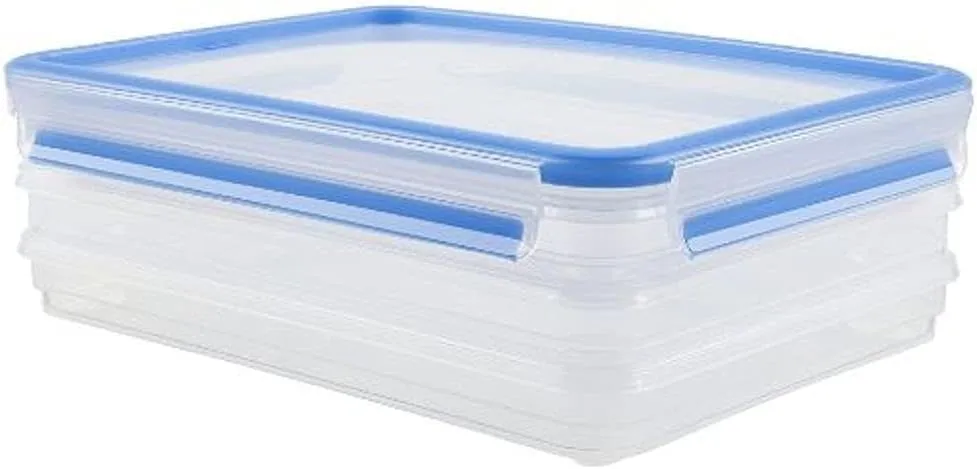 Emsa Food Container "Clip & Close 2.0" 3 x 33.81 lb oz, Transparent/Blue
