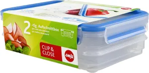 Emsa Food Container "Clip & Close" 2 x 20.28 lb oz, Transparent/Blue