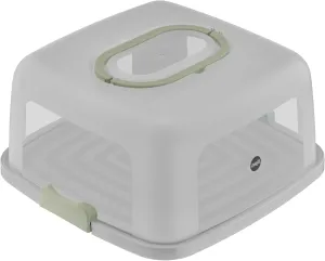 Emsa Prep&Bake K3267034 Rectangular Cake Storage Box, 37 x 33 cm, Carry Handle, Cutter, Transparent & Green