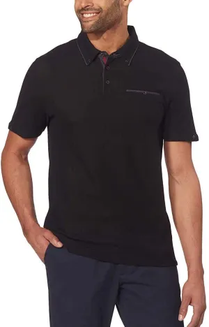 English Laundry Mens Honeycomb Pique Knit Polo (Black, Medium) …