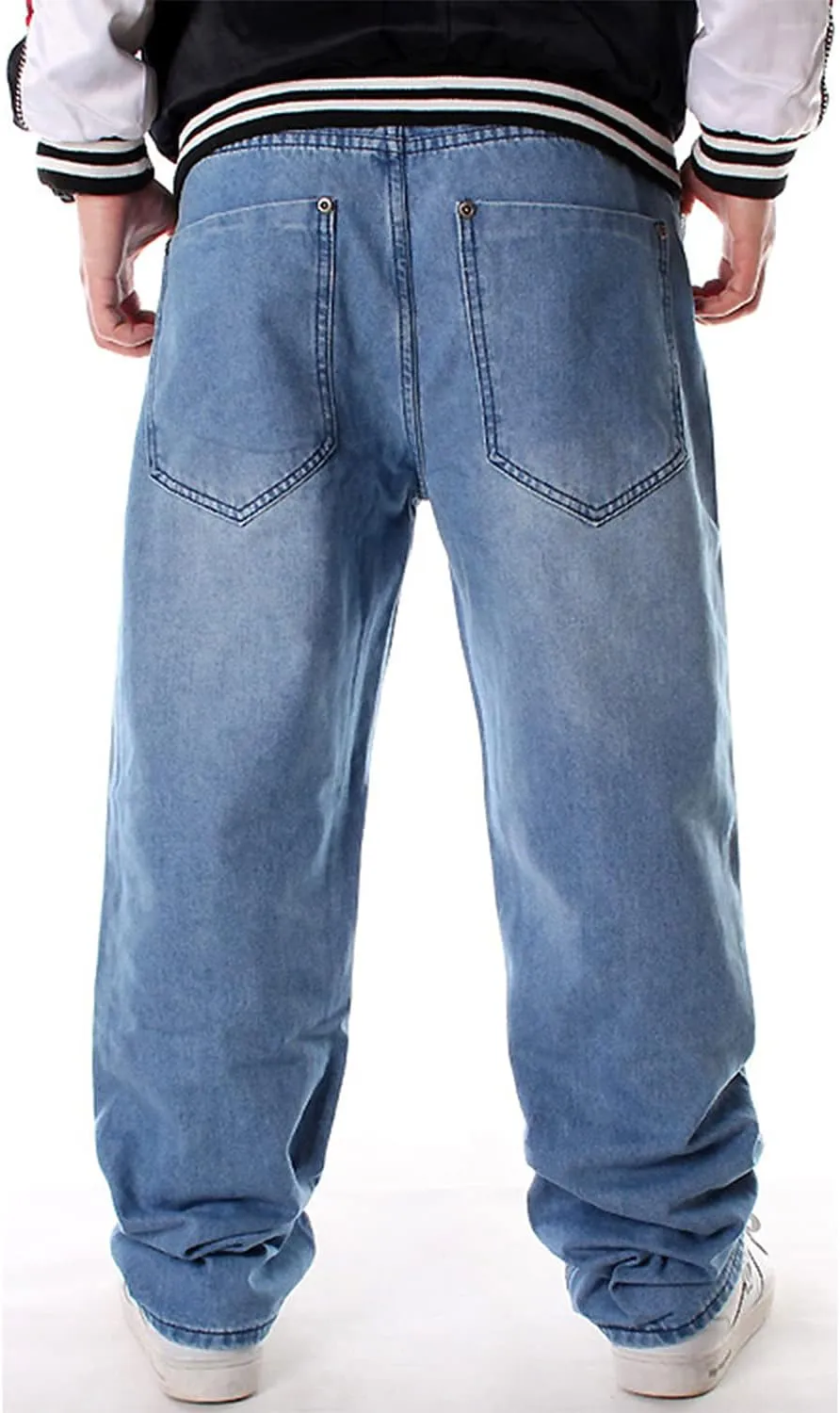 EnllerviiD Men's Baggy Hip Hop Denim Jeans Loose Fit Vintage Skateboard Skater Dance Pants