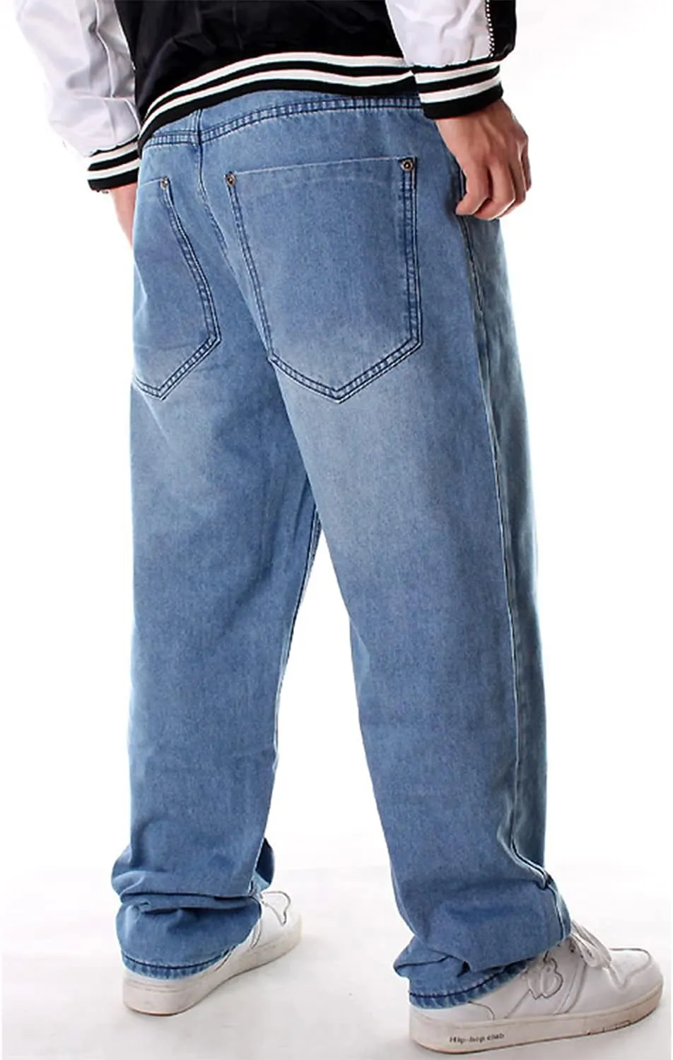 EnllerviiD Men's Baggy Hip Hop Denim Jeans Loose Fit Vintage Skateboard Skater Dance Pants