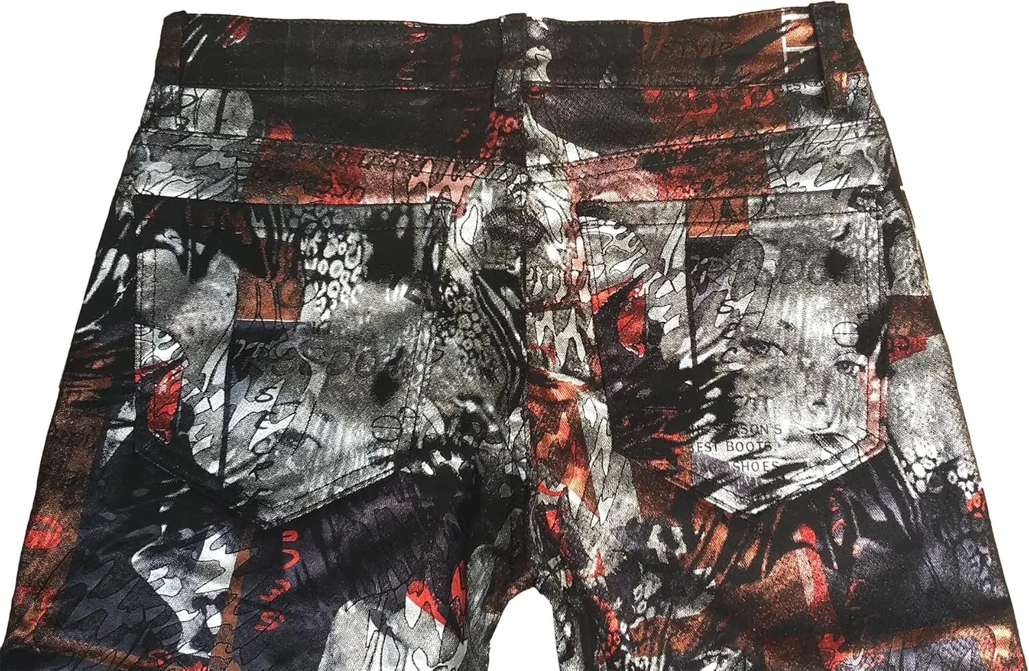 Enrica Men's Casual Printed Jeans Skinny Denim Pants