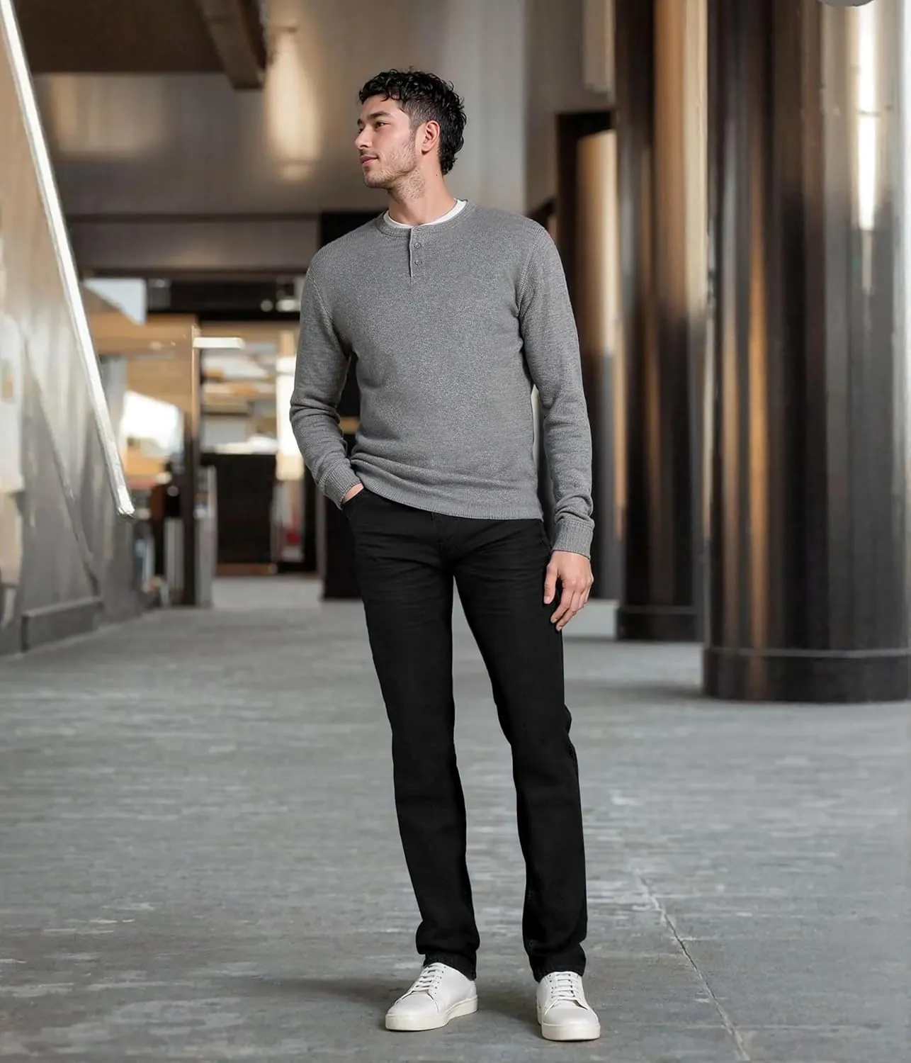 ETHANOL Mens Super Comfy Straight Stretch Knit Jersey Denim Five Pocket Jean