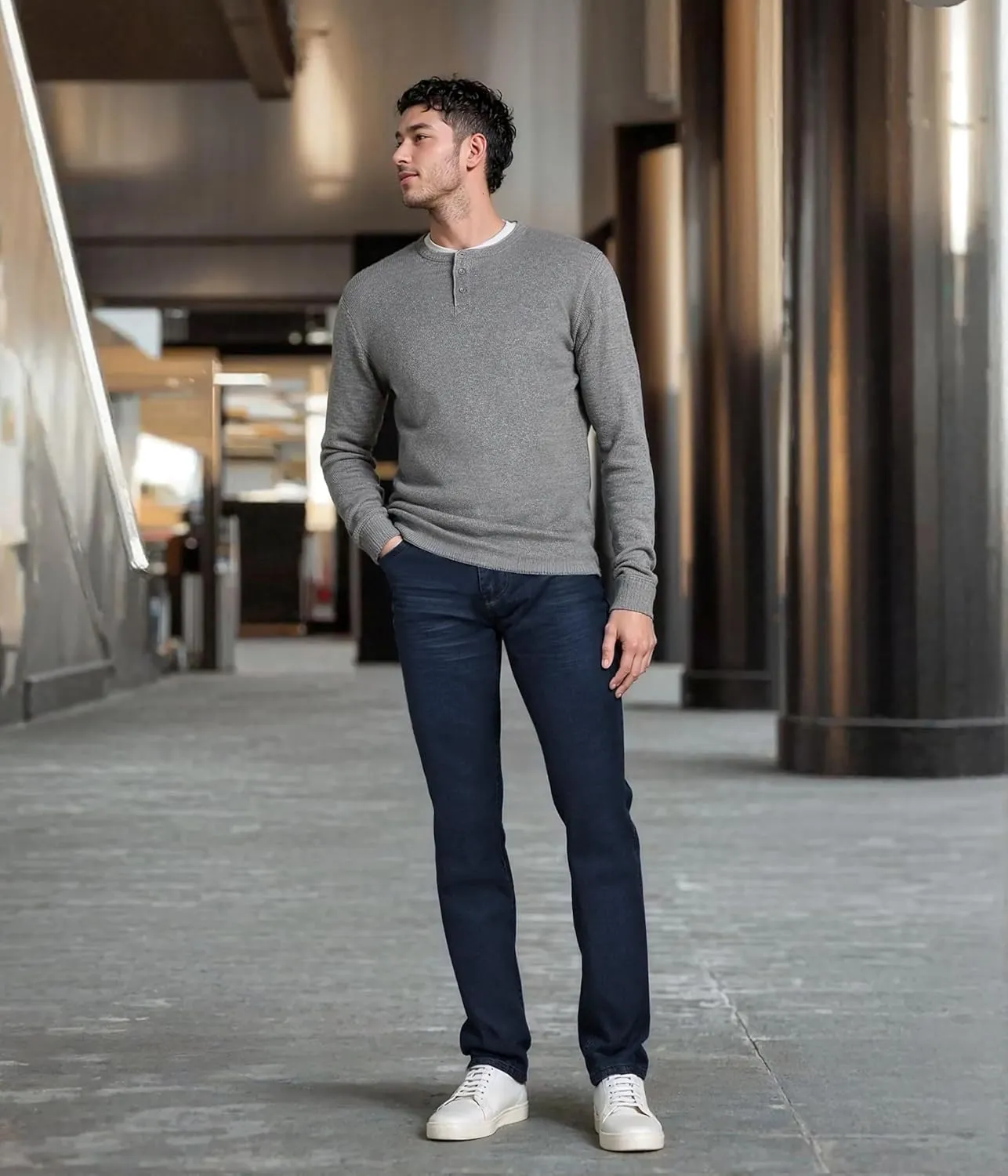 ETHANOL Mens Super Comfy Straight Stretch Knit Jersey Denim Five Pocket Jean