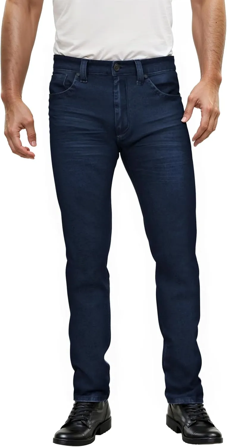 ETHANOL Mens Super Comfy Straight Stretch Knit Jersey Denim Five Pocket Jean