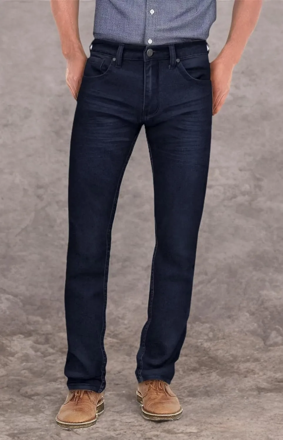 ETHANOL Mens Super Comfy Straight Stretch Knit Jersey Denim Five Pocket Jean