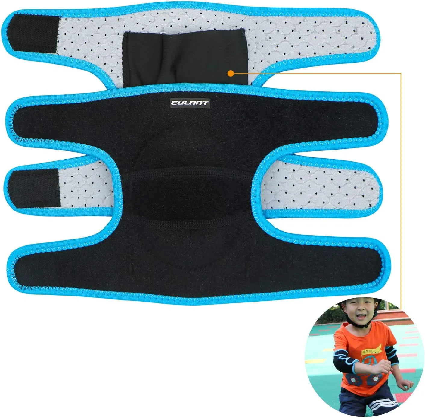 Eulant Adjustable Soft Elbow and Knee Pads for Kids, Child Protective Pad Sets for Bicycle, Roller Skating, Basketball, Football, Volleyball, Dancing, Kneeling