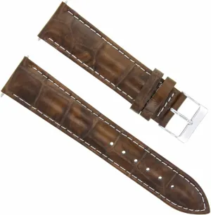 Ewatchparts 22mm Leather Watch Band Strap Compatible With Ulysse Nardin Light Brown With White Stitching