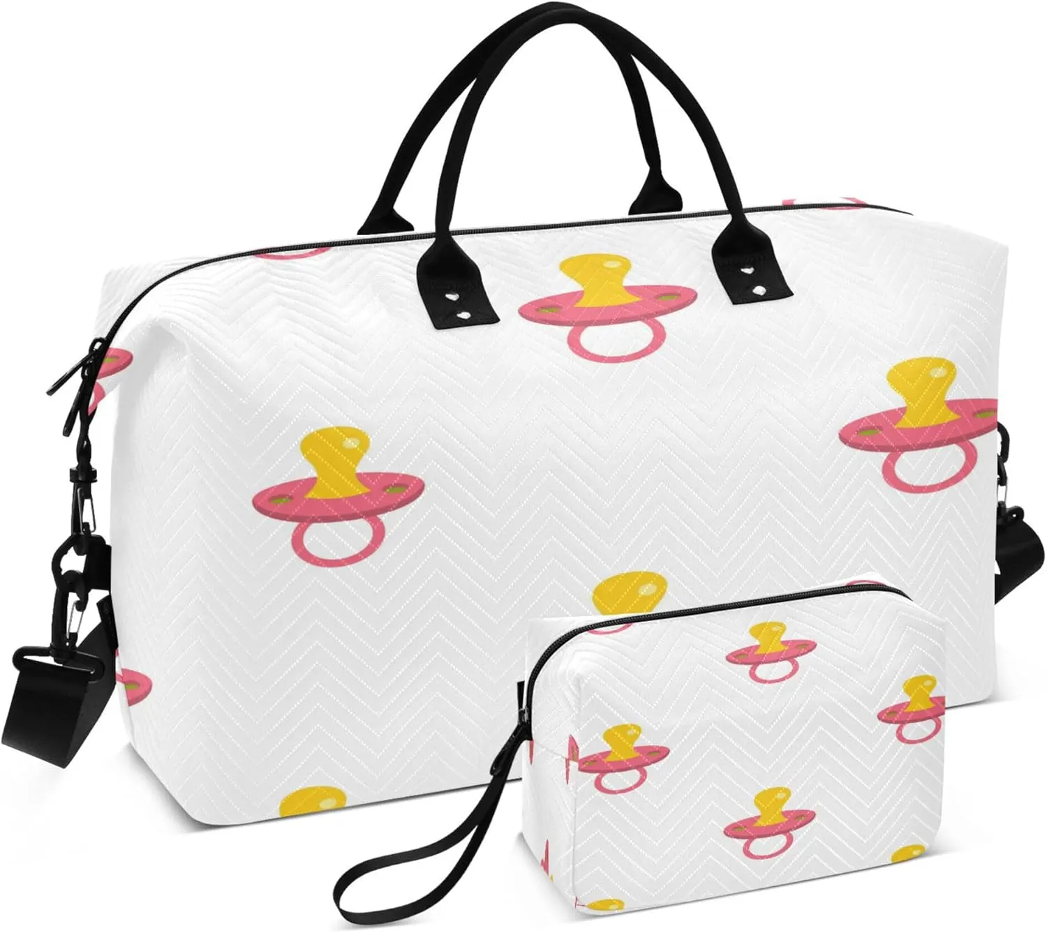 Exnundod Travel Duffel Bags Cute Pacifier Pattern Sports Gym Bag Weekender Carry On Tote Overnight Luggage Bags for Women and Men