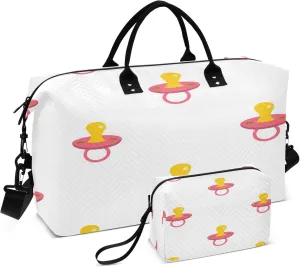 Exnundod Travel Duffel Bags Cute Pacifier Pattern Sports Gym Bag Weekender Carry On Tote Overnight Luggage Bags for Women and Men