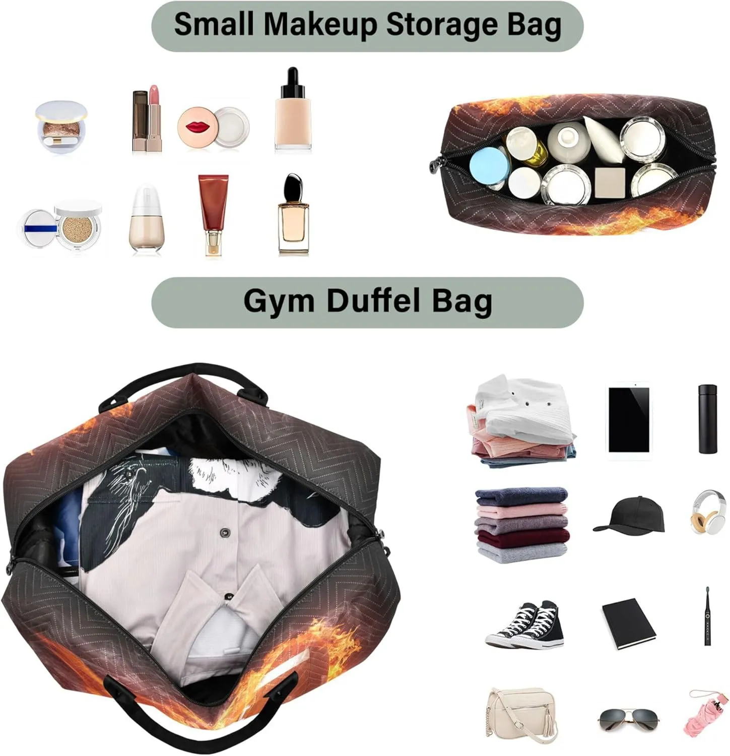 Exnundod Women Weekender Bags Burning Football Ball Travel Duffel Bags Carry On Overnight Bag Fire Flame Rugby Large Hospital Tote Luggage