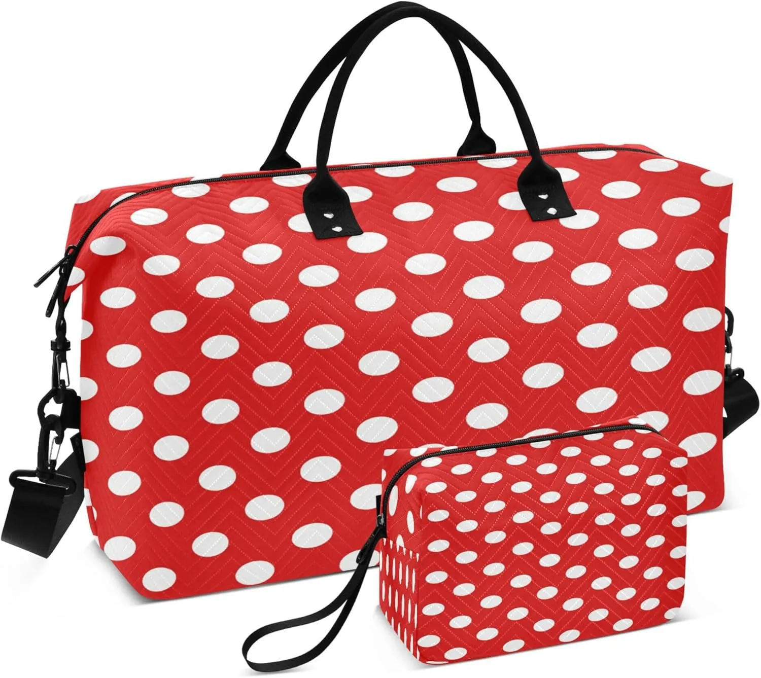 Exnundod Women Weekender Bags Classic Polk Dots Red Travel Duffel Bags Carry On Overnight Bag Large Hospital Tote Luggage
