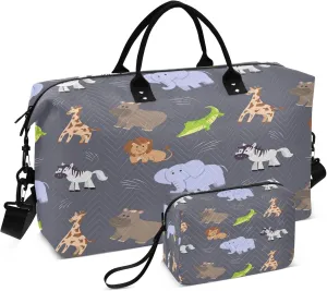 Exnundod Women Weekender Bags Cute African Animals Gym Bags Carry On Overnight Duffle Large Duffle Tote Hospital Bag for Business Trip, Yoga