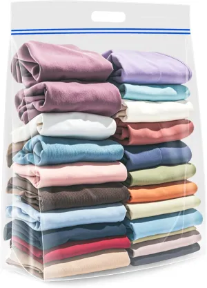 Extra Large 25 Gallon Storage Bags - 35” x 24” with Resealable Zip and Carry Handle, Ideal for Clothes, Pillows, Moving and Travel, Set of 5