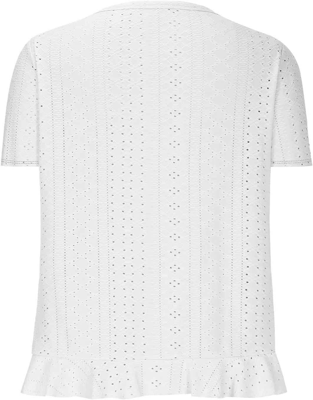 Eyelet Shirts for Women Short Sleeve Casual Solid Color Tops Fashion Loose Crew Neck T-Shirts Summer Clothes