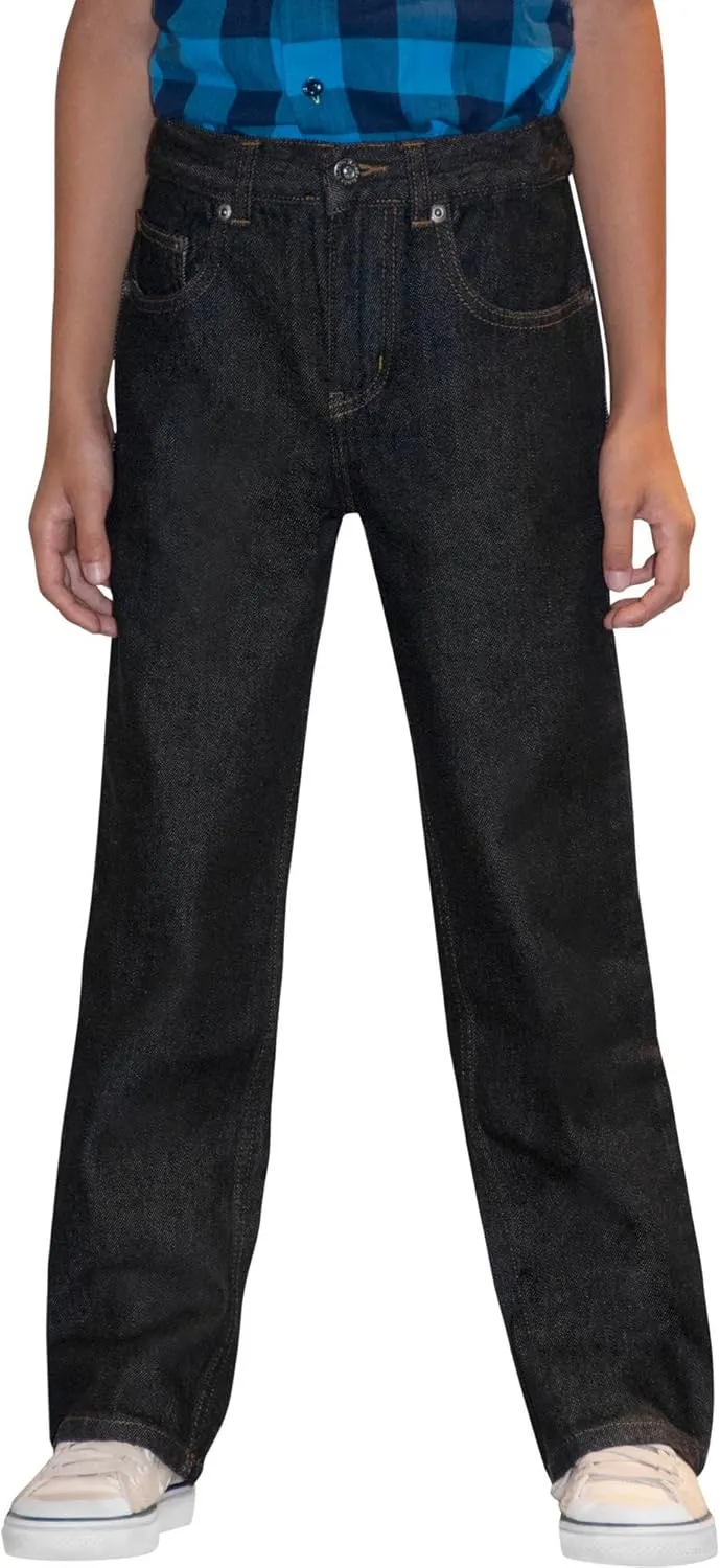 Faded Glory Boys' Relaxed Fit Denim Blue Jeans (Regular) (6 Regular, Black)