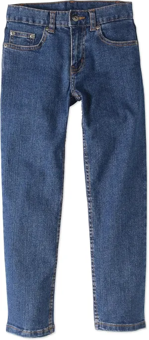 Faded Glory Boys' Straight Denim Blue Jeans (12H, Light Wash)