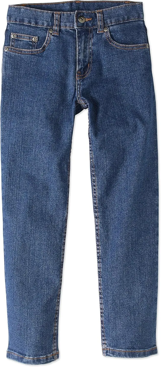 Faded Glory Boys' Straight Denim Blue Jeans (12H, Light Wash)