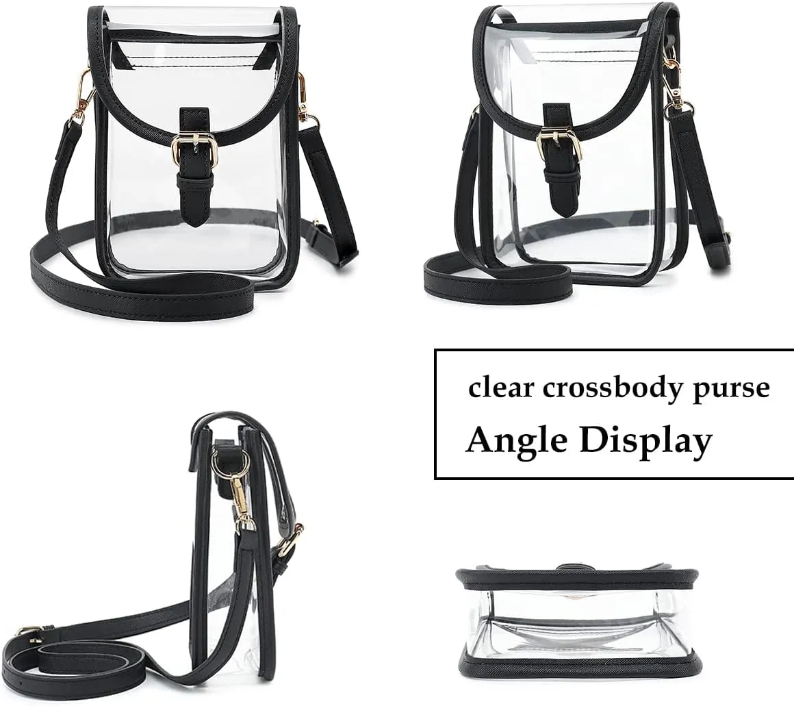 FAIME Small Clear Bag Stadium Approved, Clear Crossbody Cell Phone Purses Bag with Adjustable Strap for Concerts