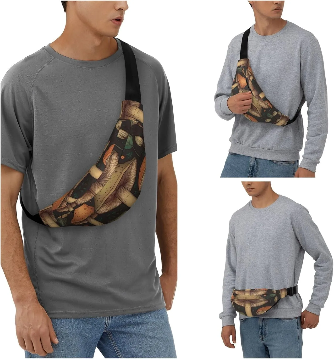 Fanny Pack for Men Women Waist Bag Adjustable Waist Pack Crossbody Belt Bag Mushroom art Bum Bag