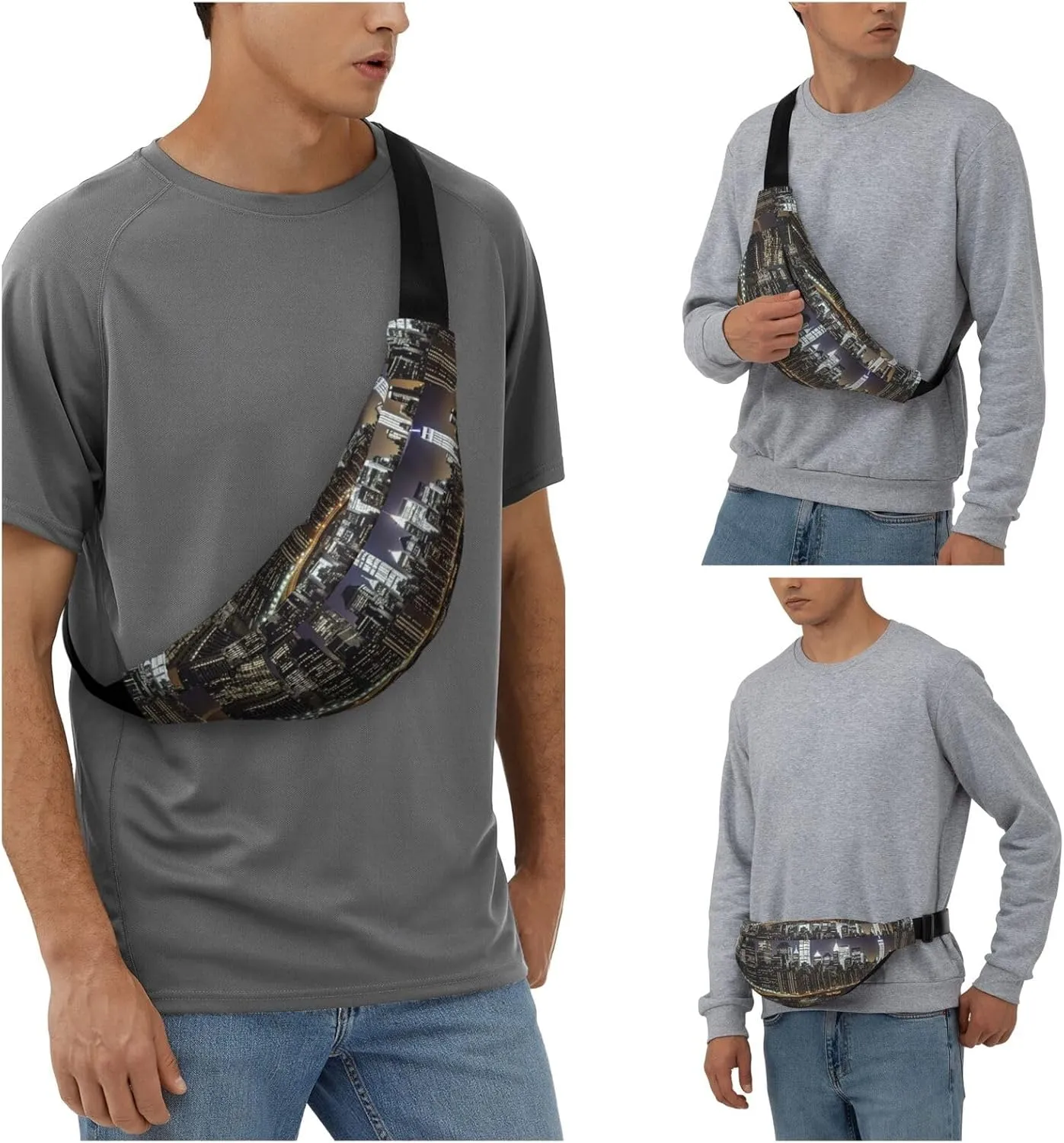 Fanny Pack for Men Women Waist Bag Adjustable Waist Pack Crossbody Belt Bag New York Night Bum Bag