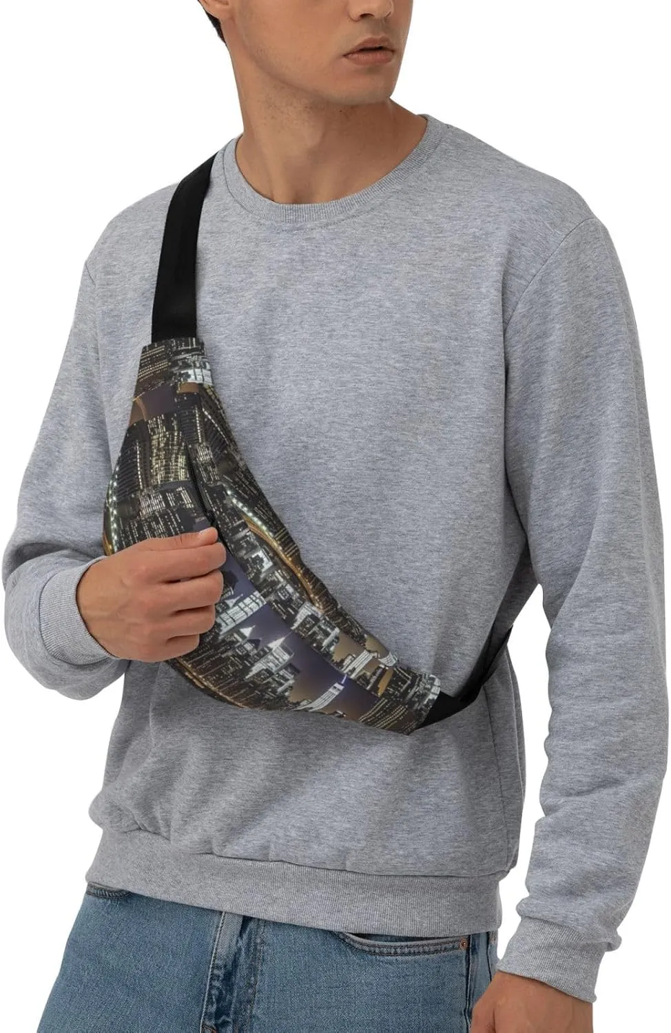 Fanny Pack for Men Women Waist Bag Adjustable Waist Pack Crossbody Belt Bag New York Night Bum Bag
