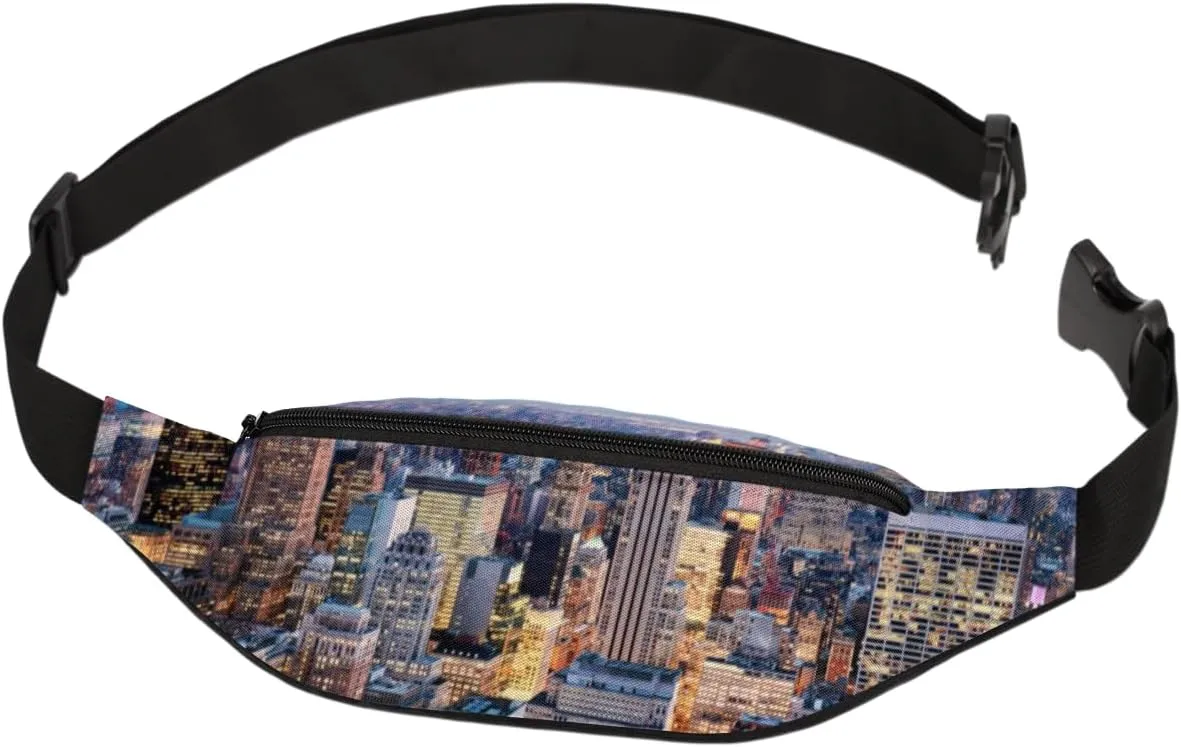 Fanny Pack for Women Men Modern City Pattern Waist Pack Crossbody Bag with Adjustable Straps for Hiking Running Walking Travel Cycling