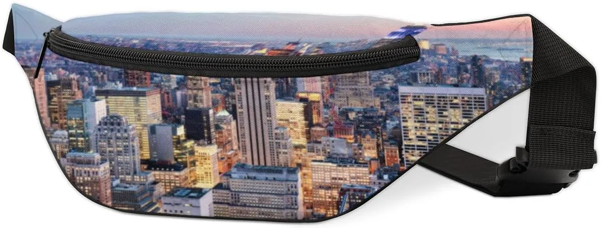 Fanny Pack for Women Men Modern City Pattern Waist Pack Crossbody Bag with Adjustable Straps for Hiking Running Walking Travel Cycling