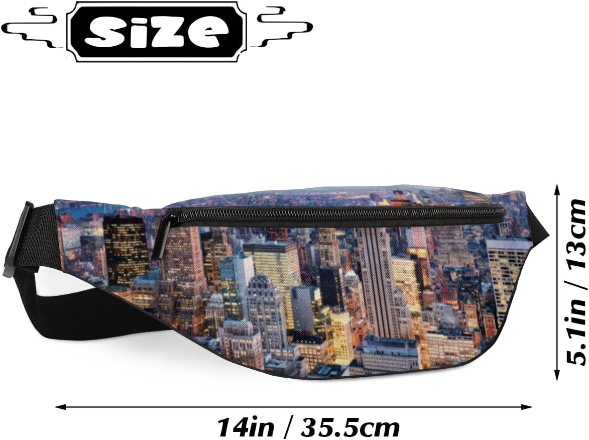 Fanny Pack for Women Men Modern City Pattern Waist Pack Crossbody Bag with Adjustable Straps for Hiking Running Walking Travel Cycling