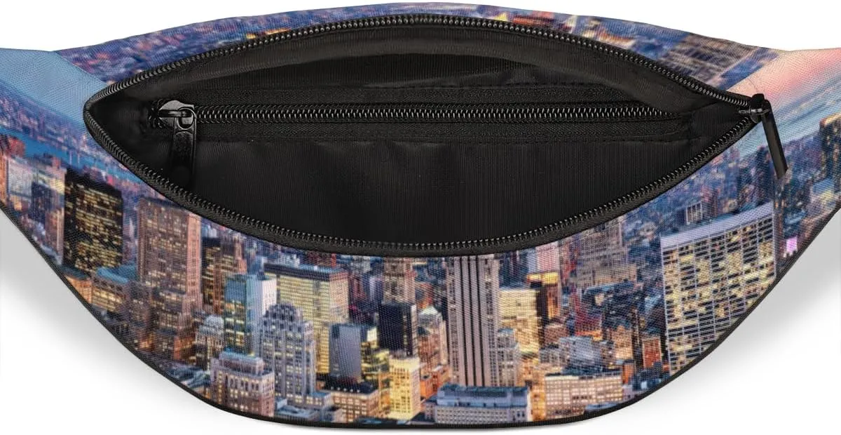 Fanny Pack for Women Men Modern City Pattern Waist Pack Crossbody Bag with Adjustable Straps for Hiking Running Walking Travel Cycling